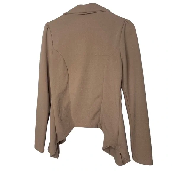 Fashion Nova open face meet and greet tan khaki cardigan jacket blazer size M - Picture 2 of 3